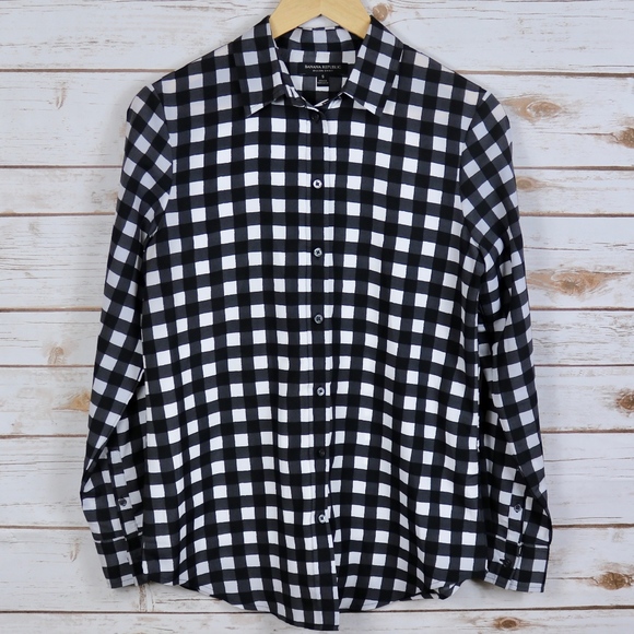 Banana Republic Tops - Banana Republic Black White Plaid Dilon Shirt S